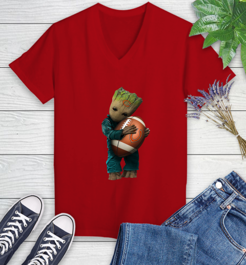 NFL Groot Guardians Of The Galaxy Football Sports Chicago Bears Women's V-Neck T-Shirt - Image 13