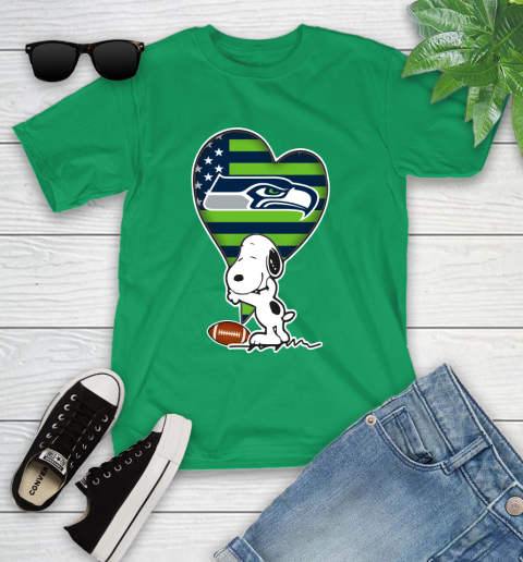 Seattle Seahawks NFL Football The Peanuts Movie Adorable Snoopy Youth T-Shirt 6