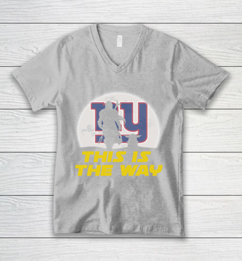 New York Giants NFL Football Star Wars Yoda And Mandalorian This Is The Way V-Neck T-Shirt 3