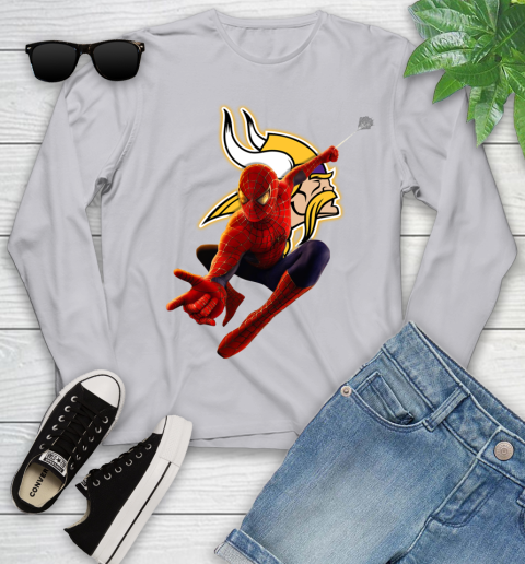 NFL Spider Man Avengers Endgame Football Minnesota Vikings Youth Long Sleeve 5