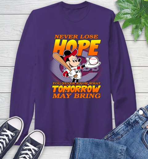 Cincinnati Reds MLB Baseball Mickey Disney Never Lose Hope Long Sleeve T-Shirt 5
