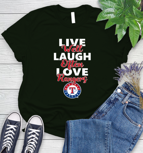 MLB Baseball Texas Rangers Live Well Laugh Often Love Shirt Women's T-Shirt 5