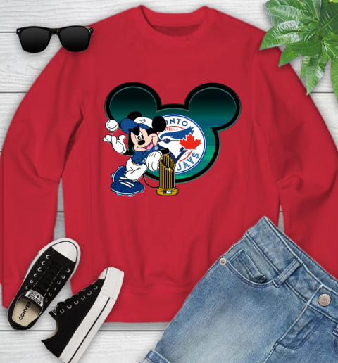 MLB Toronto Blue Jays The Commissioner's Trophy Mickey Mouse Disney Youth Sweatshirt 9