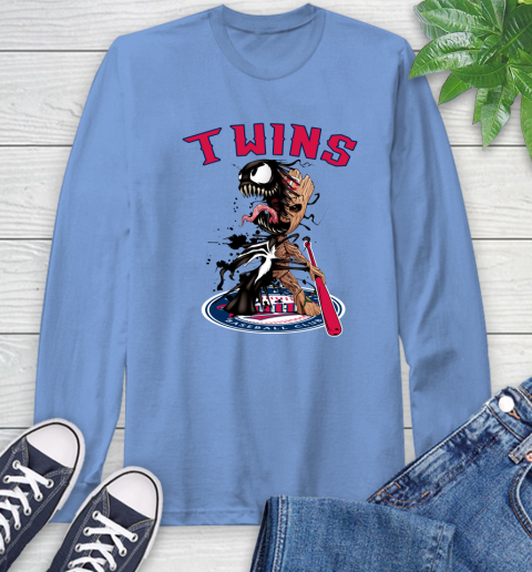 MLB Minnesota Twins Baseball Venom Groot Guardians Of The Galaxy Long Sleeve T-Shirt 11