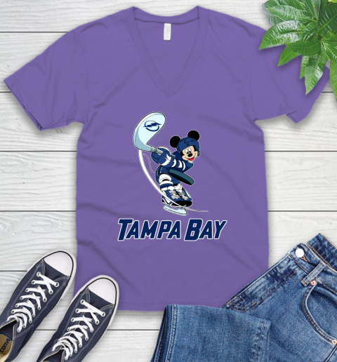 NHL Hockey Tampa Bay Lightning Cheerful Mickey Mouse Shirt V-Neck T-Shirt 10 NHL Hockey Tampa Bay Lightning Cheerful Mickey Mouse Shirt V-Neck T-Shirt - Image 10