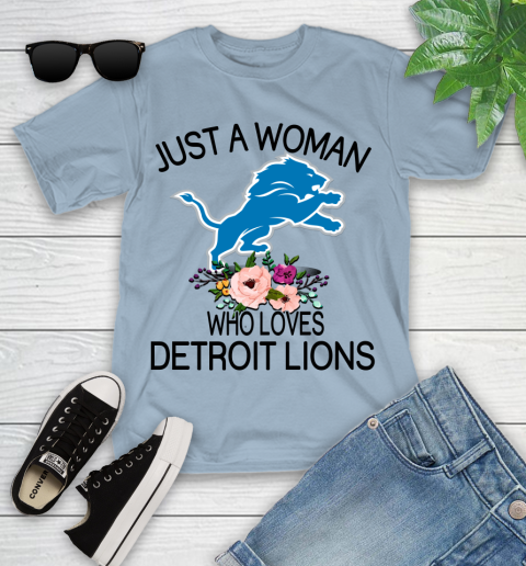 NFL Just A Woman Who Loves Detroit Lions Football Sports Youth T-Shirt 6
