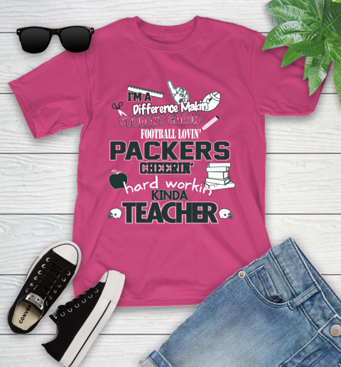 Green Bay Packers NFL I'm A Difference Making Student Caring Football Loving Kinda Teacher Youth T-Shirt 11