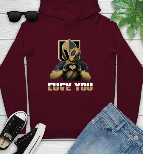NHL Vegas Golden Knights Deadpool Love You Fuck You Hockey Sports Youth Hoodie 7