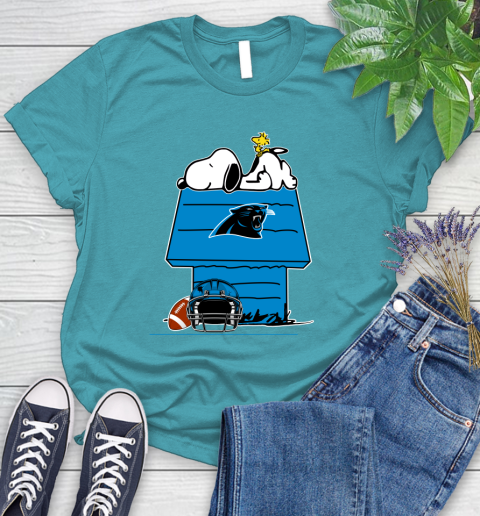 Carolina Panthers NFL Football Snoopy Woodstock The Peanuts Movie Women's T-Shirt 12
