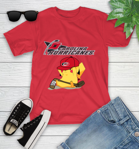 NHL Pikachu Hockey Sports Carolina Hurricanes Youth T-Shirt 10