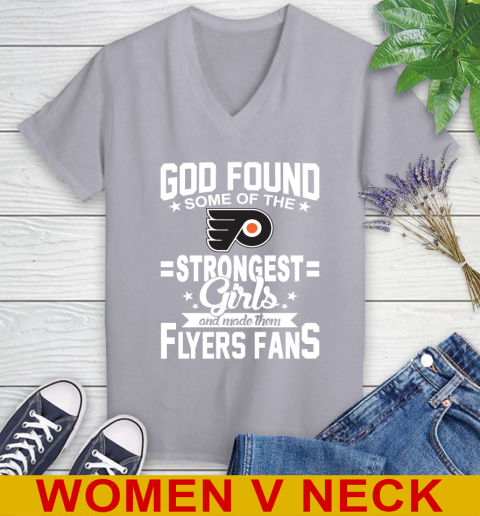 Philadelphia Flyers NHL Football God Found Some Of The Strongest Girls Adoring Fans Women's V-Neck T-Shirt 4
