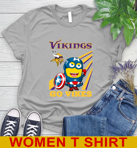 NFL Football Minnesota Vikings Captain America Marvel Avengers Minion Shirt Women's T-Shirt 5