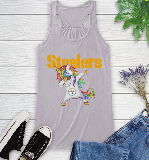 Pittsburgh Steelers NFL Football Funny Unicorn Dabbing Sports Racerback Tank 5