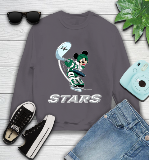 NHL Hockey Dallas Stars Cheerful Mickey Mouse Shirt Youth Sweatshirt 5