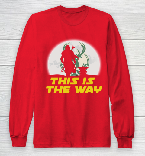 Milwaukee Bucks NBA Basketball Star Wars Yoda And Mandalorian This Is The Way Long Sleeve T-Shirt 7
