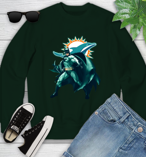 NFL Batman Football Sports Miami Dolphins Youth Sweatshirt 10
