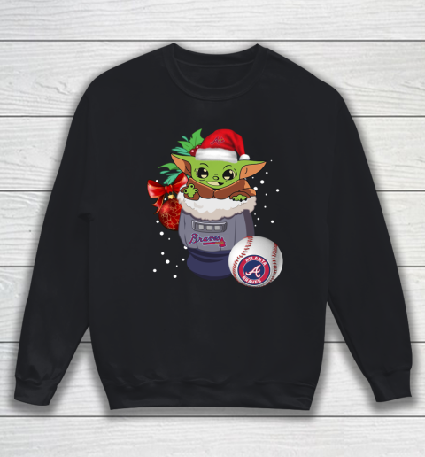 Atlanta Braves Christmas Baby Yoda Star Wars Funny Happy MLB Sweatshirt