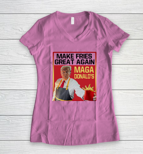 MAGAdonald's Make French Fries Great Again Donald Trump Women's V-Neck T-Shirt 6