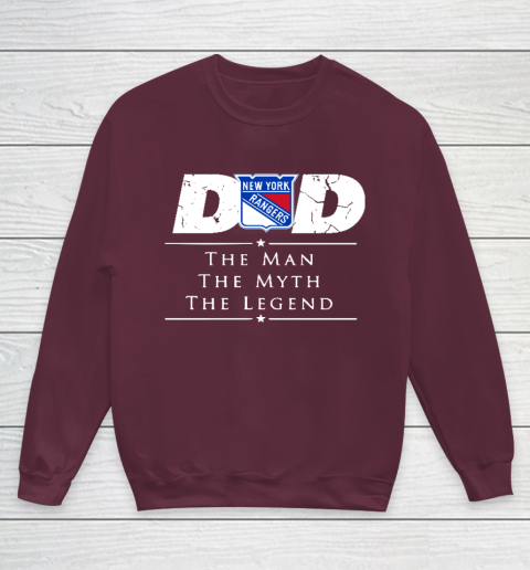 New York Rangers NHL Ice Hockey Dad The Man The Myth The Legend Youth Sweatshirt 4