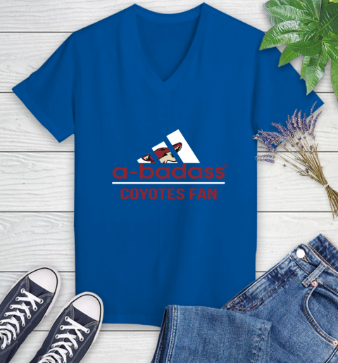 NHL A Badass Arizona Coyotes Fan Adidas Hockey Sports Women's V-Neck T-Shirt 10