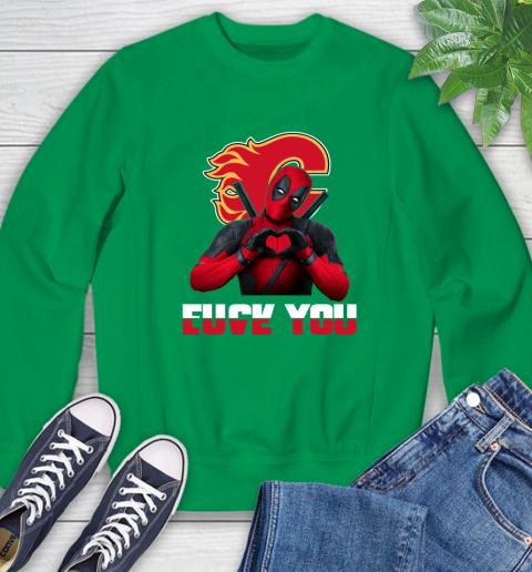 NHL Calgary Flames Deadpool Love You Fuck You Hockey Sports Sweatshirt 7