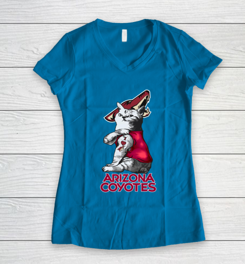 NHL My Cat Loves Arizona Coyotes Hockey Women's V-Neck T-Shirt 5