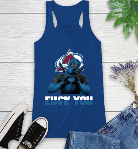 NHL Colorado Avalanche Deadpool Love You Fuck You Hockey Sports Racerback Tank 8