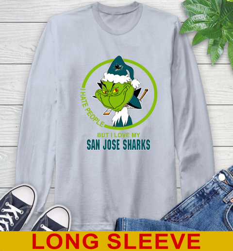 San Jose Sharks NHL Christmas Grinch I Hate People But I Love My Favorite Hockey Team Long Sleeve T-Shirt 6