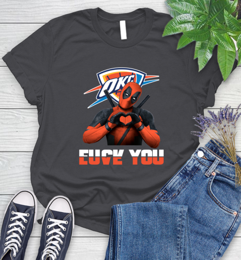 NBA Oklahoma City Thunder Deadpool Love You Fuck You Basketball Sports Women's T-Shirt 8