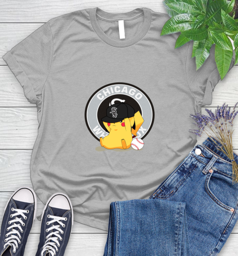 MLB Pikachu Baseball Sports Chicago White Sox Women's T-Shirt 5