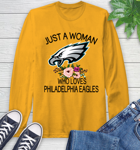 NFL Just A Woman Who Loves Philadelphia Eagles Football Sports Long Sleeve T-Shirt 2