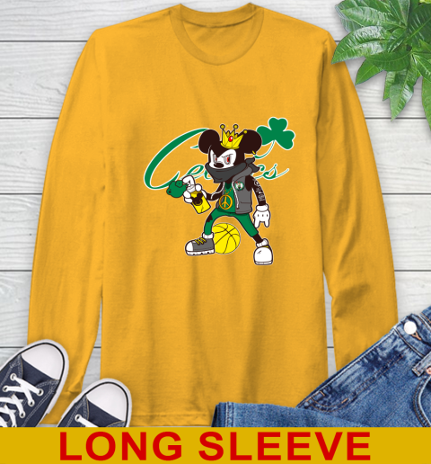 Boston Celtics NBA Basketball Mickey Peace Sign Sports Long Sleeve T-Shirt 3
