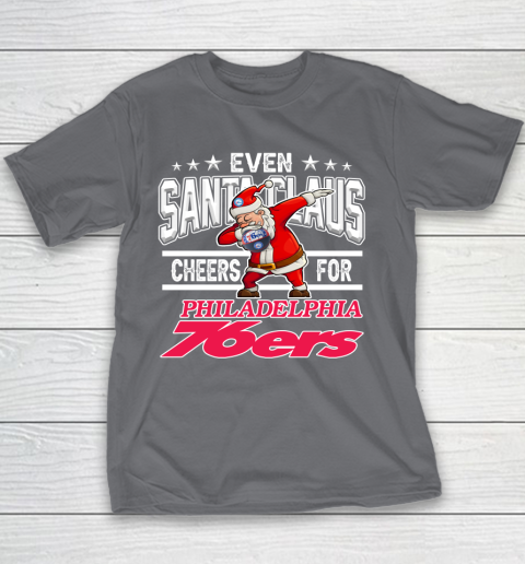 Philadelphia 76ers Even Santa Claus Cheers For Christmas NBA Youth T-Shirt 5