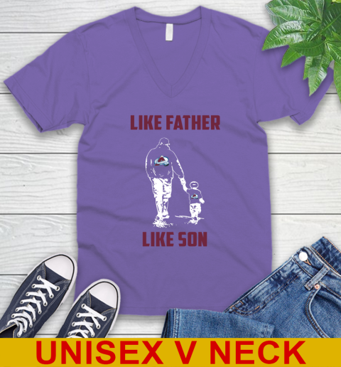 Colorado Avalanche NHL Hockey Like Father Like Son Sports V-Neck T-Shirt 8
