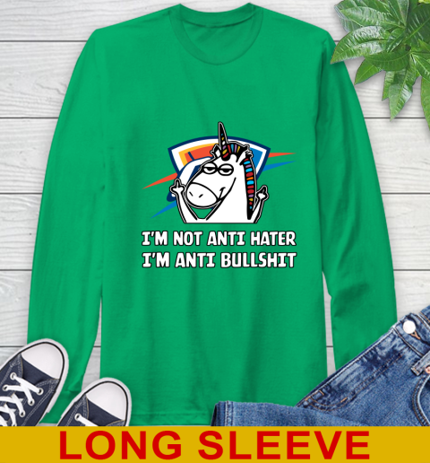 Oklahoma City Thunder NBA Basketball Unicorn I'm Not Anti Hater I'm Anti Bullshit Long Sleeve T-Shirt 7