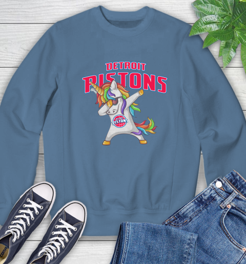 Detroit Pistons NBA Basketball Funny Unicorn Dabbing Sports Sweatshirt 7