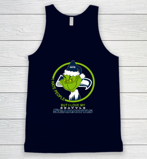 Seattle Seahawks NFL Christmas Grinch I Hate People But I Love My Favorite Football Team Tank Top 2