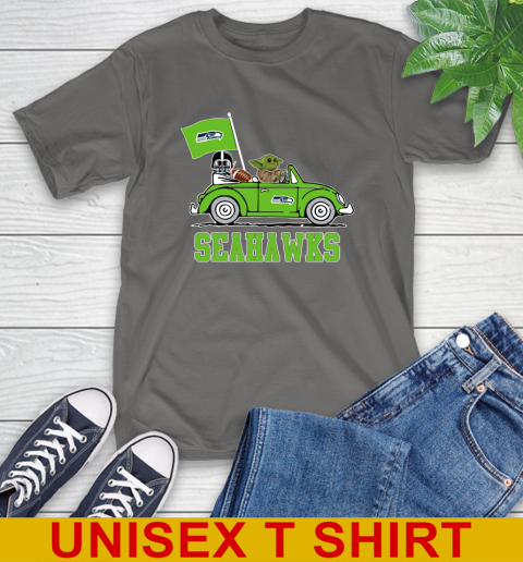 NFL Football Seattle Seahawks Darth Vader Baby Yoda Driving Star Wars Shirt T-Shirt 8