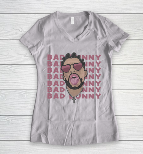 Head Bad Bunny Rapper gift for fans Women's V-Neck T-Shirt