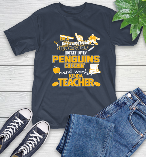 Pittsburgh Penguins NHL I'm A Difference Making Student Caring Hockey Loving Kinda Teacher T-Shirt 3