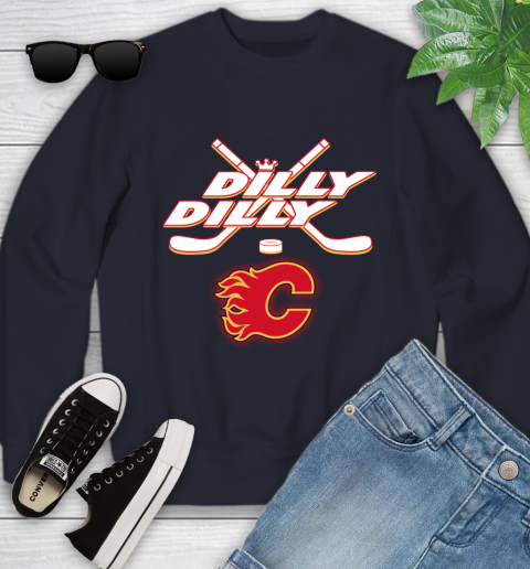 NHL Calgary Flames Dilly Dilly Hockey Sports Youth Sweatshirt 3
