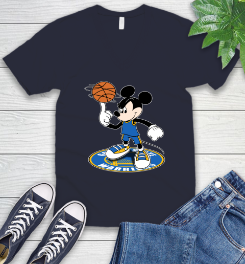NBA Basketball Golden State Warriors Cheerful Mickey Disney Shirt V-Neck T-Shirt 3