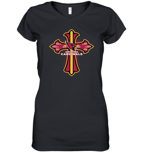 NFL Yellow Crusader Cross Arizona Cardinals Women's V-Neck T-Shirt -  Rookbrand