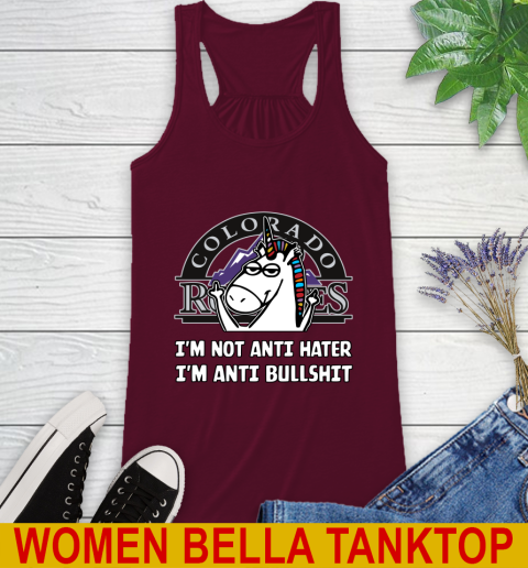 Colorado Rockies MLB Baseball Unicorn I'm Not Anti Hater I'm Anti Bullshit Racerback Tank 3