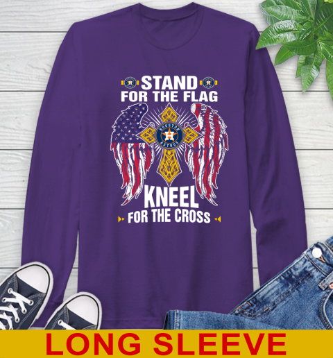 MLB Baseball Houston Astros Stand For Flag Kneel For The Cross Shirt Long Sleeve T-Shirt 5