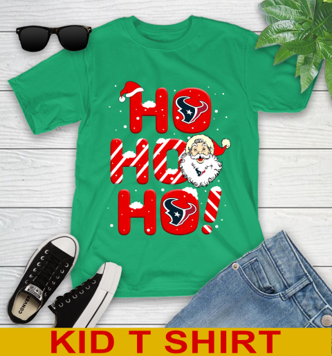 Houston Texans NFL Football Ho Ho Ho Santa Claus Merry Christmas Shirt Youth T Shirt