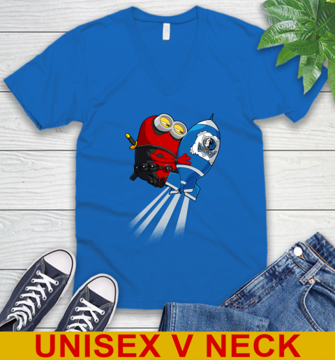 NBA Basketball Dallas Mavericks Deadpool Minion Marvel Shirt V-Neck T-Shirt 5