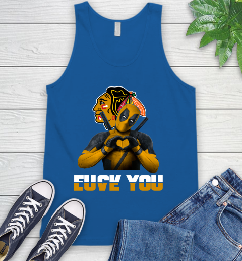 NHL Chicago Blackhawks Deadpool Love You Fuck You Hockey Sports Tank Top 4