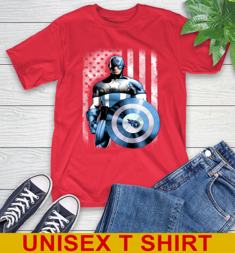 Tennessee Titans NFL Football Captain America Marvel Avengers American Flag Shirt T-Shirt 12