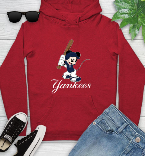 MLB Baseball New York Yankees Cheerful Mickey Mouse Shirt Youth Hoodie 10